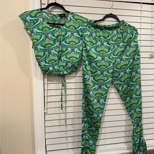 Vibrant Green Patterned Women's Jumpsuit